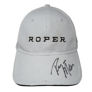 Roper Strapback Hat White One Size Embroidered Vent Holes Signed